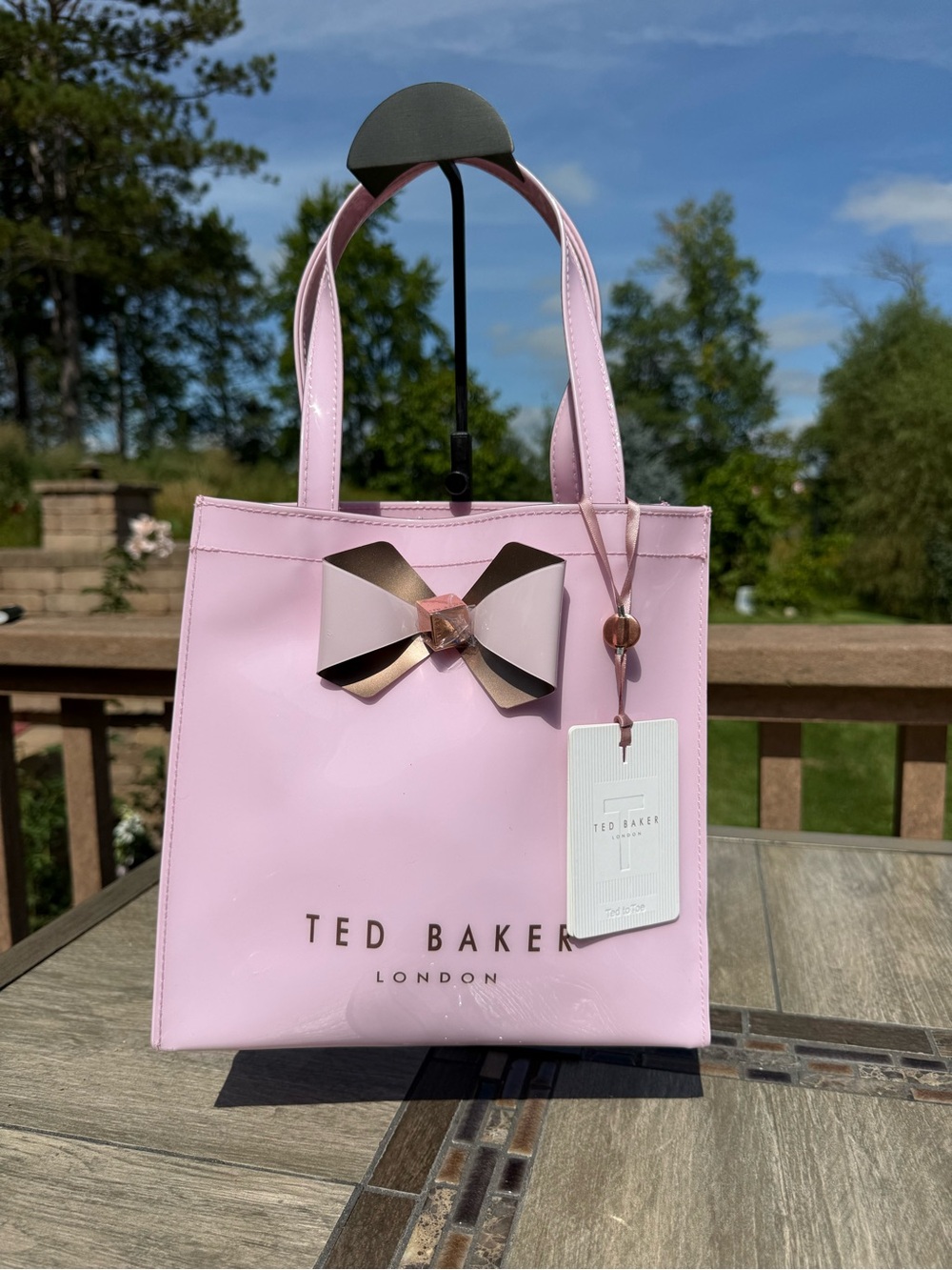 NWT Ted Baker London Bow Detail Pink PVC Icon Tote Bag